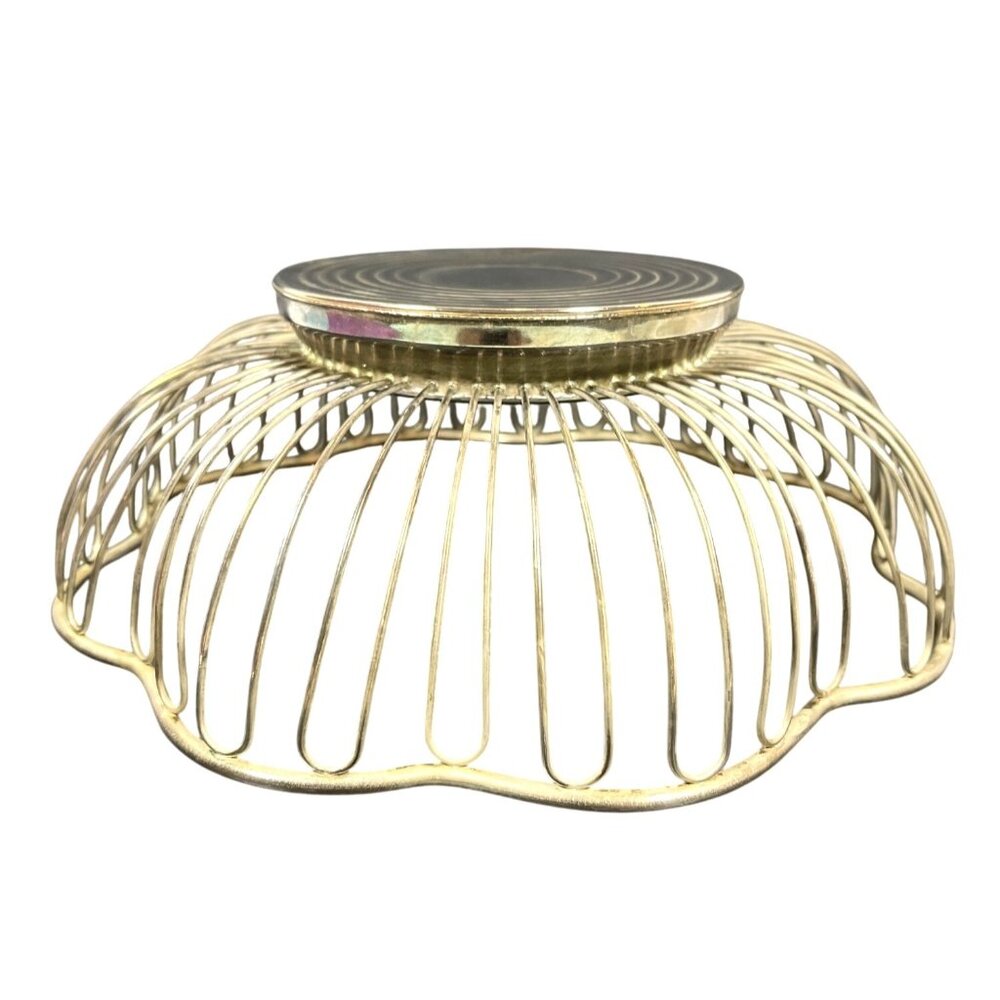 Silver Plate Wire Fruit Bread Basket Round Bowl Art MCM Retro Holiday Dinner VTG - Picture 7 of 10
